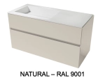 Meuble avec vasque Solid-Surface, finition bois ou couleurs, deux tiroirs à onglet, Largeur 100, 120 et 140 cm, P. 45 cm, Hauteur 56 cm, Stock disponible, LIVRAISON OFFERTE